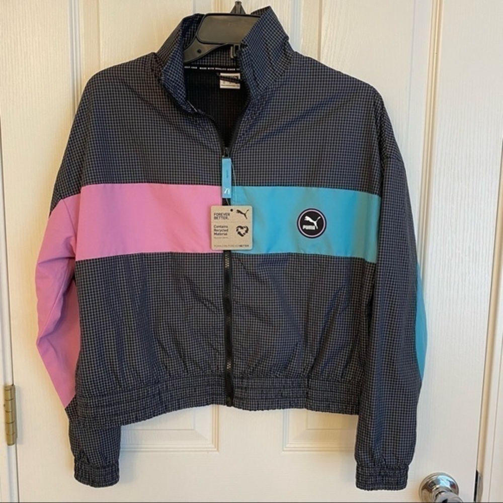 Puma Women's Track Jacket in Black/White/Blue/Pink Multi Size XS - Picture 6 of 12